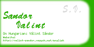 sandor valint business card